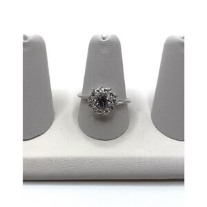 New Sterling Silver Flower Ring Size 9 Stamped 925 CZ Cubic Zirconia